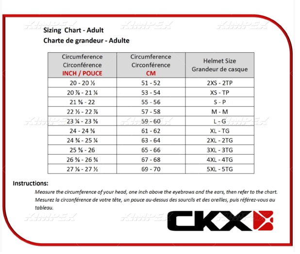 HELMET SIZING CHART
