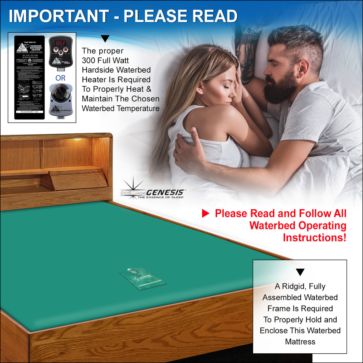 Genesis™ 700 Waterbed – Semi-Waveless, Medium Firm Support - King