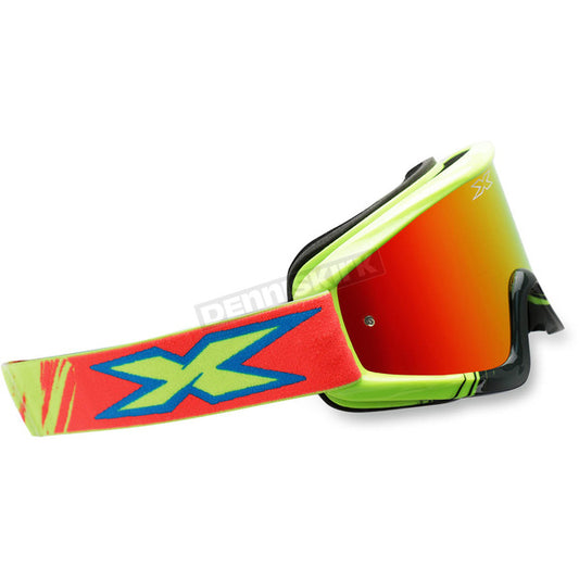 EKS Brand Yellow/Cyan/Fluorescent Red X-Fade Volcano Goggles