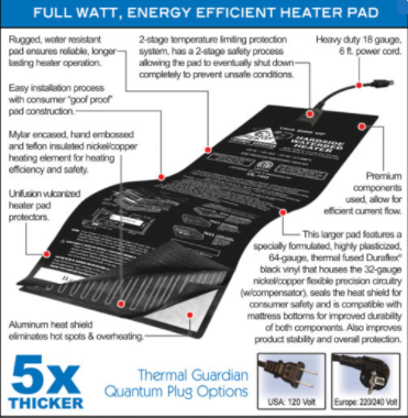 Quantum Full Watt Water Bed Heater