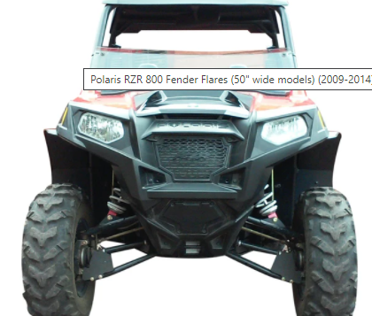 POLARIS RZR 800 FENDER FLARES (50" WIDE MODELS) (2009-2014)